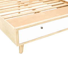 Ava King Bed Frame in White/Natural Brushed side view - king storage bed frame by LH Imports - Whats New Furniture Portland OR
