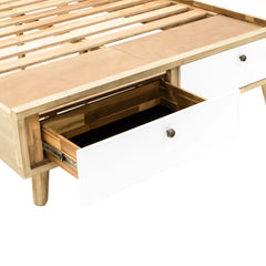 Ava King Bed Frame in White/Natural Brushed top-down view - king storage bed frame by LH Imports - Whats New Furniture Portland OR