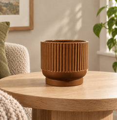 One piece from the Avalyah 8-Inch Vase Set of 2 in Burnt Umber styled in a Portland home — lifestyle view