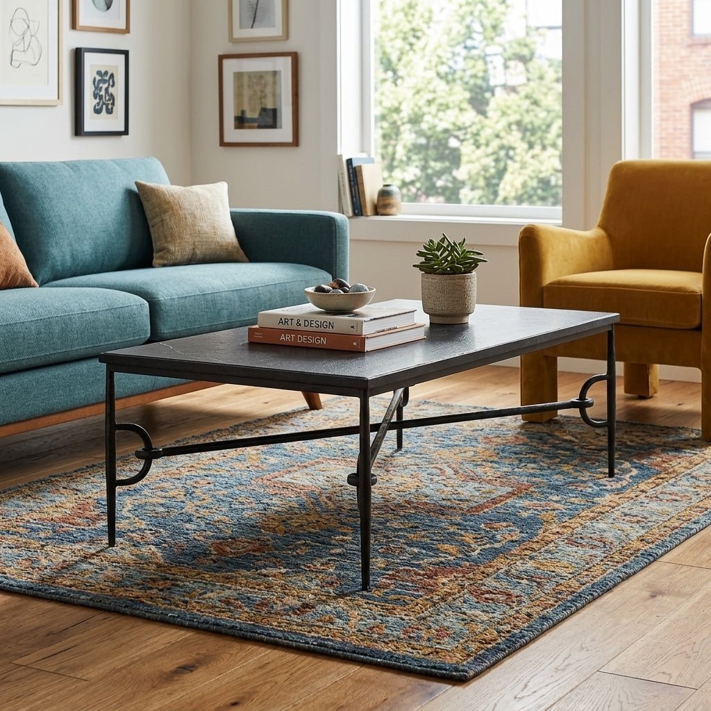 Babylon Coffee Table in grey Italian marble room setting - marble coffee table by Four Hands - Whats New Furniture Portland OR