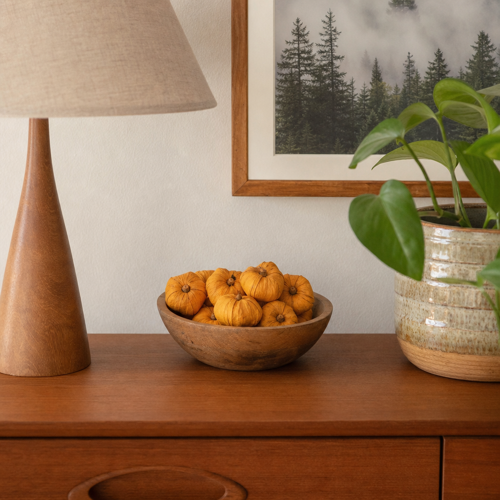 Bag of 15 Dried Miniature Faux Pumpkins styled in a Portland home - home decor by Kalalou - Whats New Furniture Portland OR