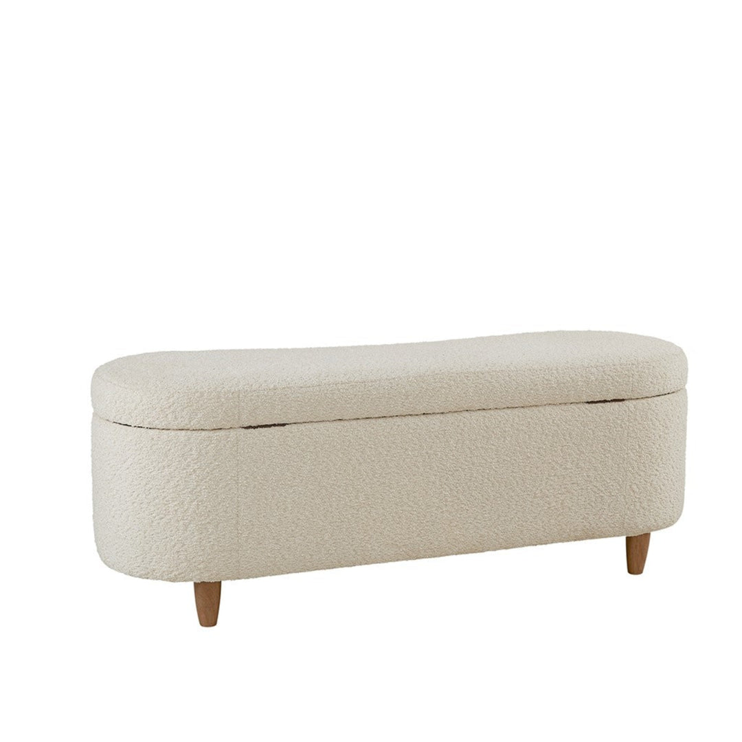 Bailey Storage Bench in chocolate alternate angle - boucle storage bench by Olliix - Whats New Furniture Portland OR