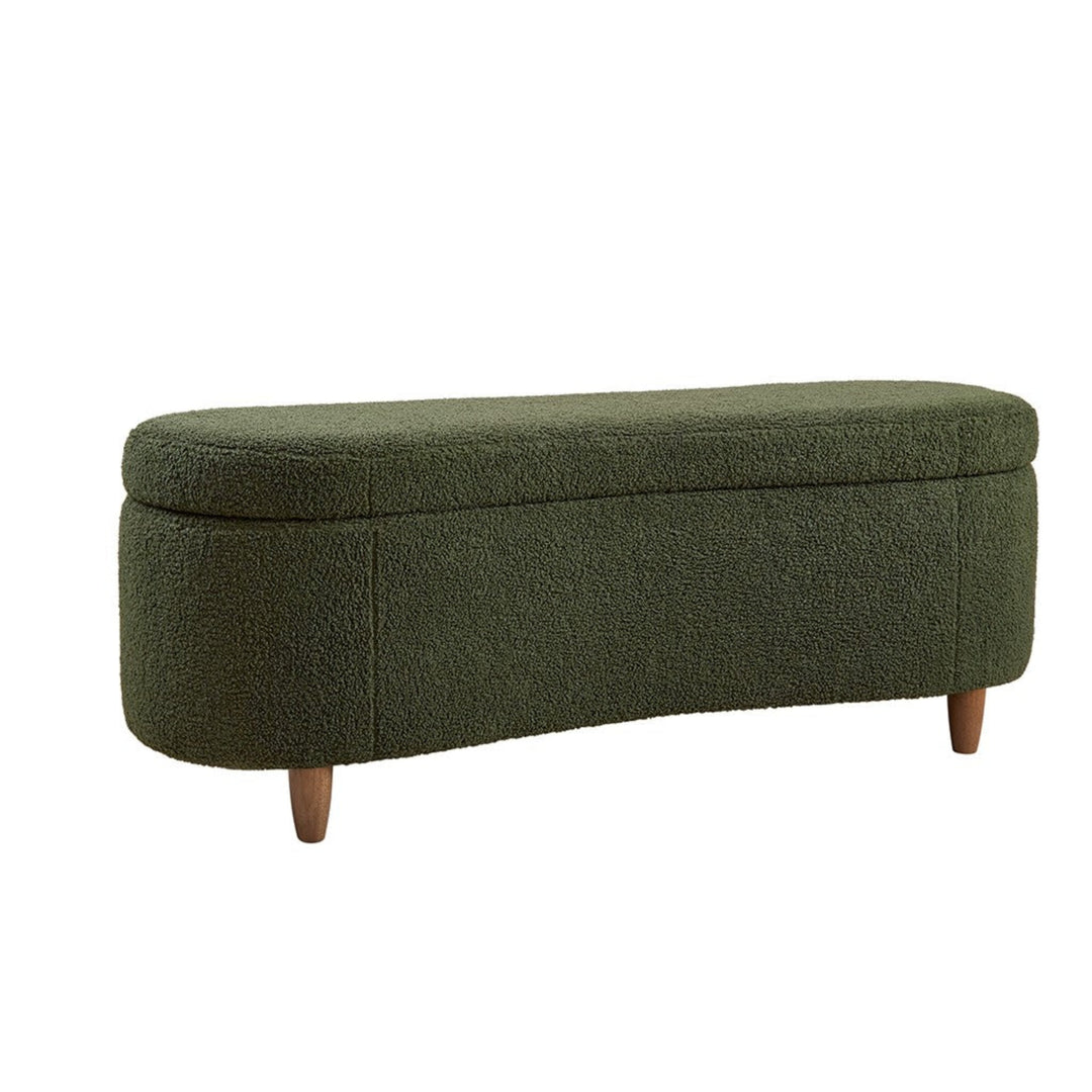 Bailey Storage Bench in chocolate back view - boucle storage bench by Olliix - Whats New Furniture Portland OR