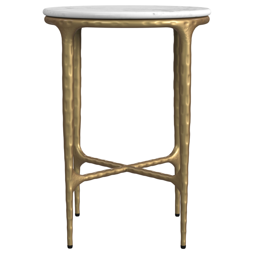 Baldwin Round Marble Top Side Table White and Gold - What&