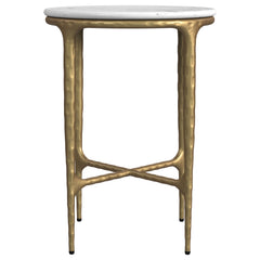 Baldwin Round Marble Top Side Table White and Gold - What&