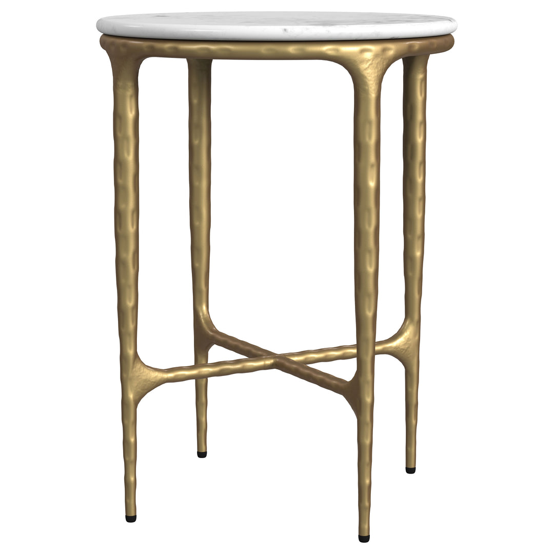 Baldwin Round Marble Top Side Table White and Gold - What&