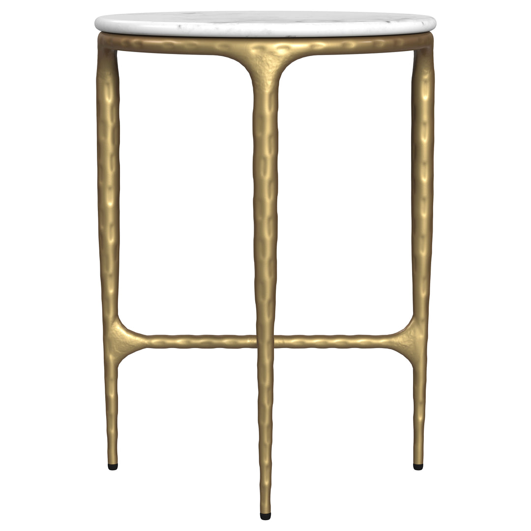 Baldwin Round Marble Top Side Table White and Gold - What&