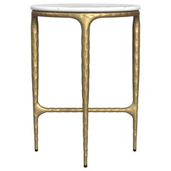 Baldwin Round Marble Top Side Table White and Gold - What&