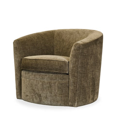 Baldwin Swivel Chair in Olive Mist side angle - barrel swivel chair by Rowe - Whats New Furniture Portland OR