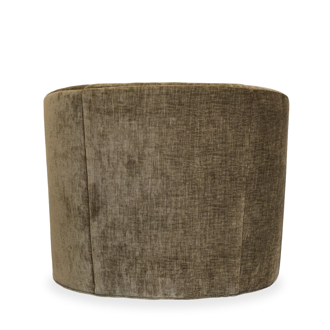 Baldwin Swivel Chair in Olive Mist back view - barrel swivel chair by Rowe - Whats New Furniture Portland OR