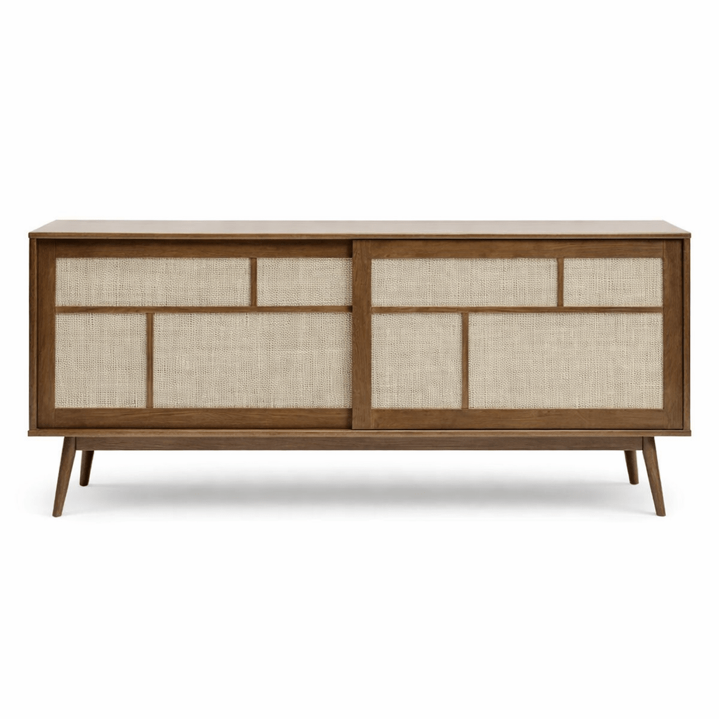 Barrali Sideboard in smoked oak - smoked oak rattan sideboard - Whats New Furniture Portland OR
