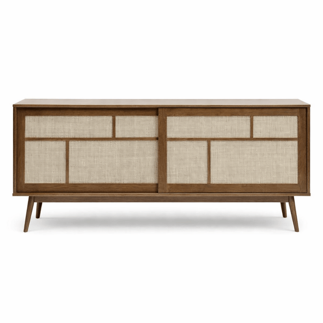 Barrali Sideboard in smoked oak - smoked oak rattan sideboard - Whats New Furniture Portland OR
