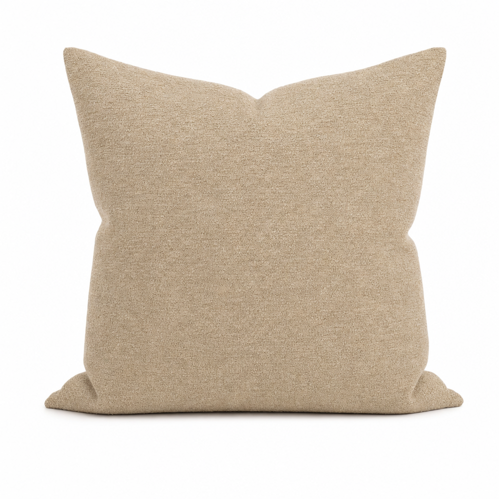 Beckett Fawn Chenille Throw Pillow front view by Decor Fifty-Five - Whats New Furniture Portland OR