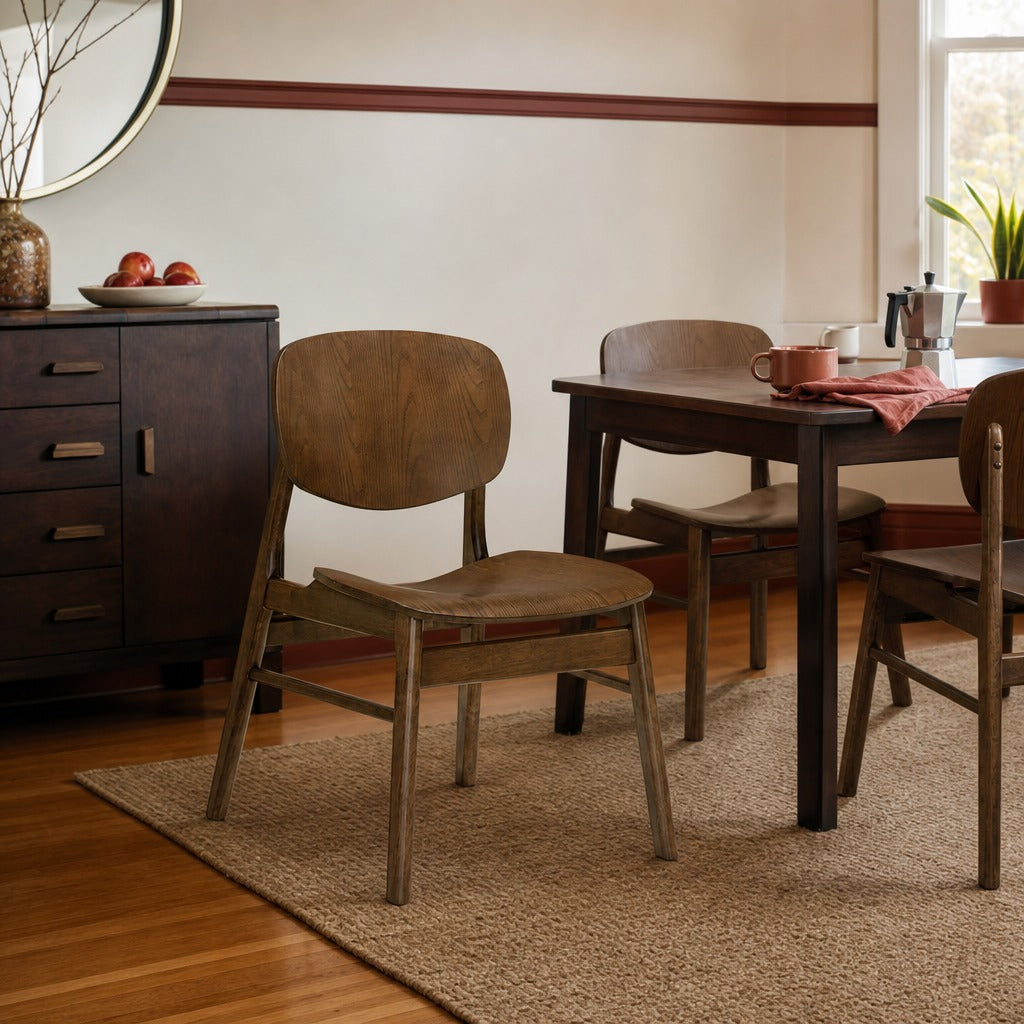 Benford Dining Side Chair Wood Seat Dark Brown Set Of 2 styled in Portland Ladd&
