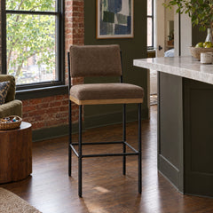Benton Bar &amp; Counter Stool in Altair Mushroom styled in a Portland home - Whats New Furniture
