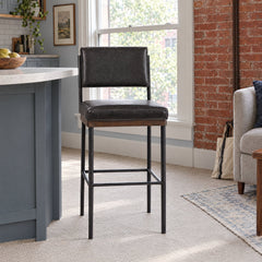 Benton Bar &amp; Counter Stool in Sonoma Black / Burnt Oak / Midnight Iron / Counter styled in a Portland home - Whats New Furniture