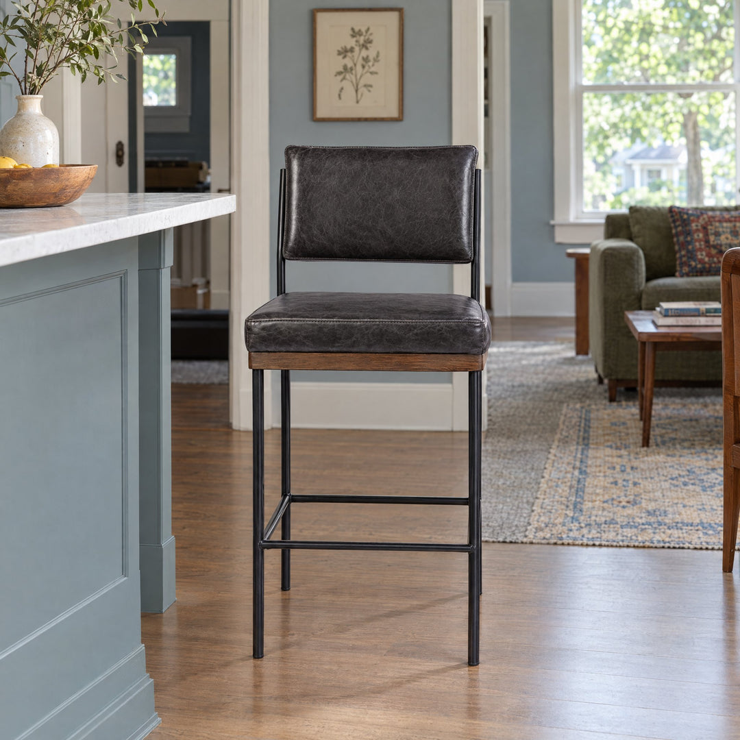 Benton Bar &amp; Counter Stool in Sonoma Black styled in a Portland home - Whats New Furniture