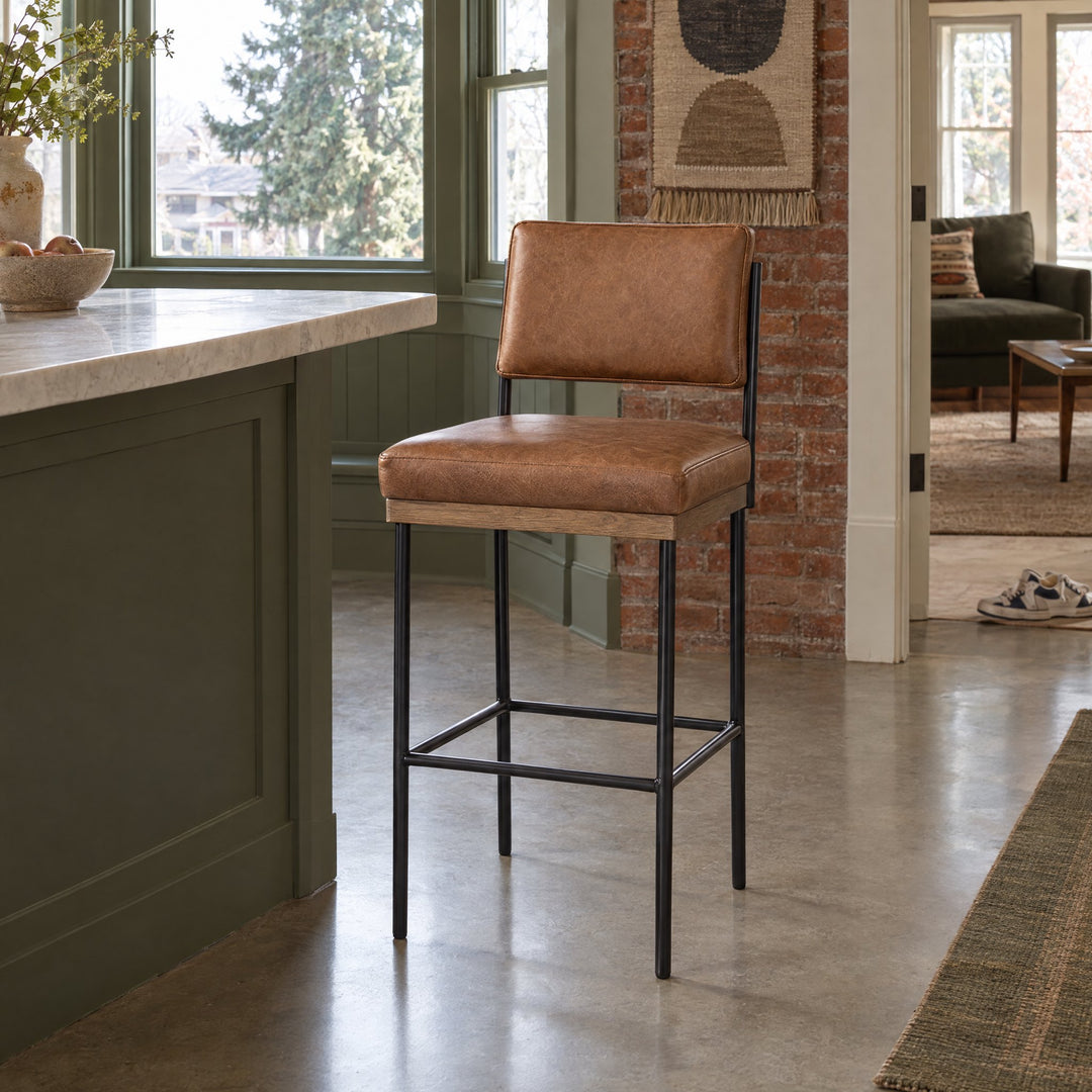 Benton Bar &amp; Counter Stool in Sonoma Chestnut styled in a Portland home - Whats New Furniture