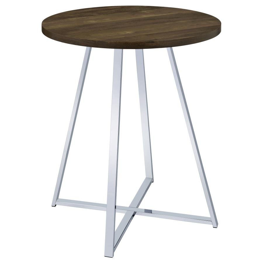 Berkhart Round Bistro Bar Table in Brown Oak - round bistro bar table by Coaster - Whats New Furniture Portland OR