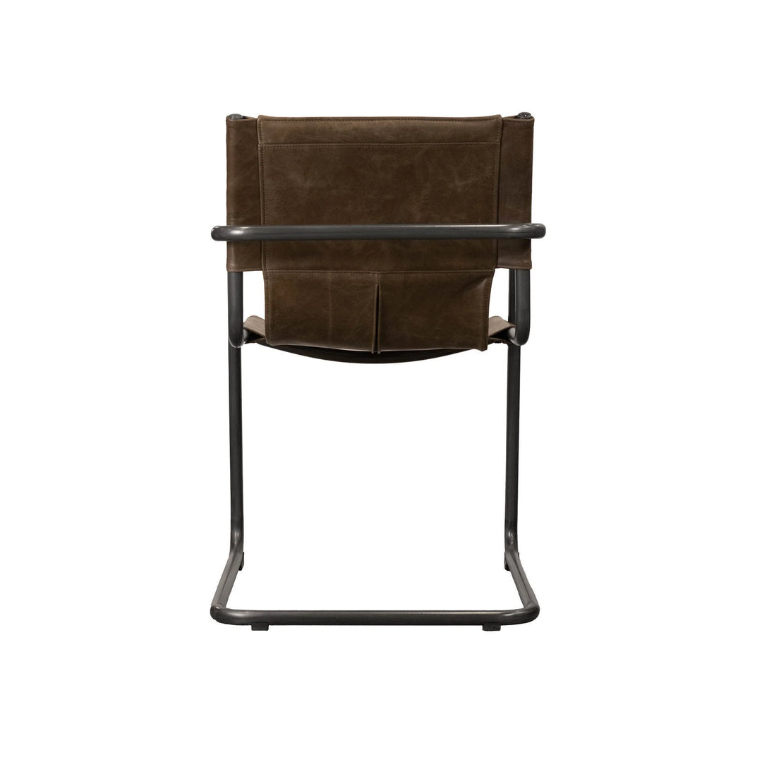 Billy Arm Dining Chair in Whiskey Brown alternate back view - leather arm dining chair by LH Imports - Whats New Furniture Portland OR