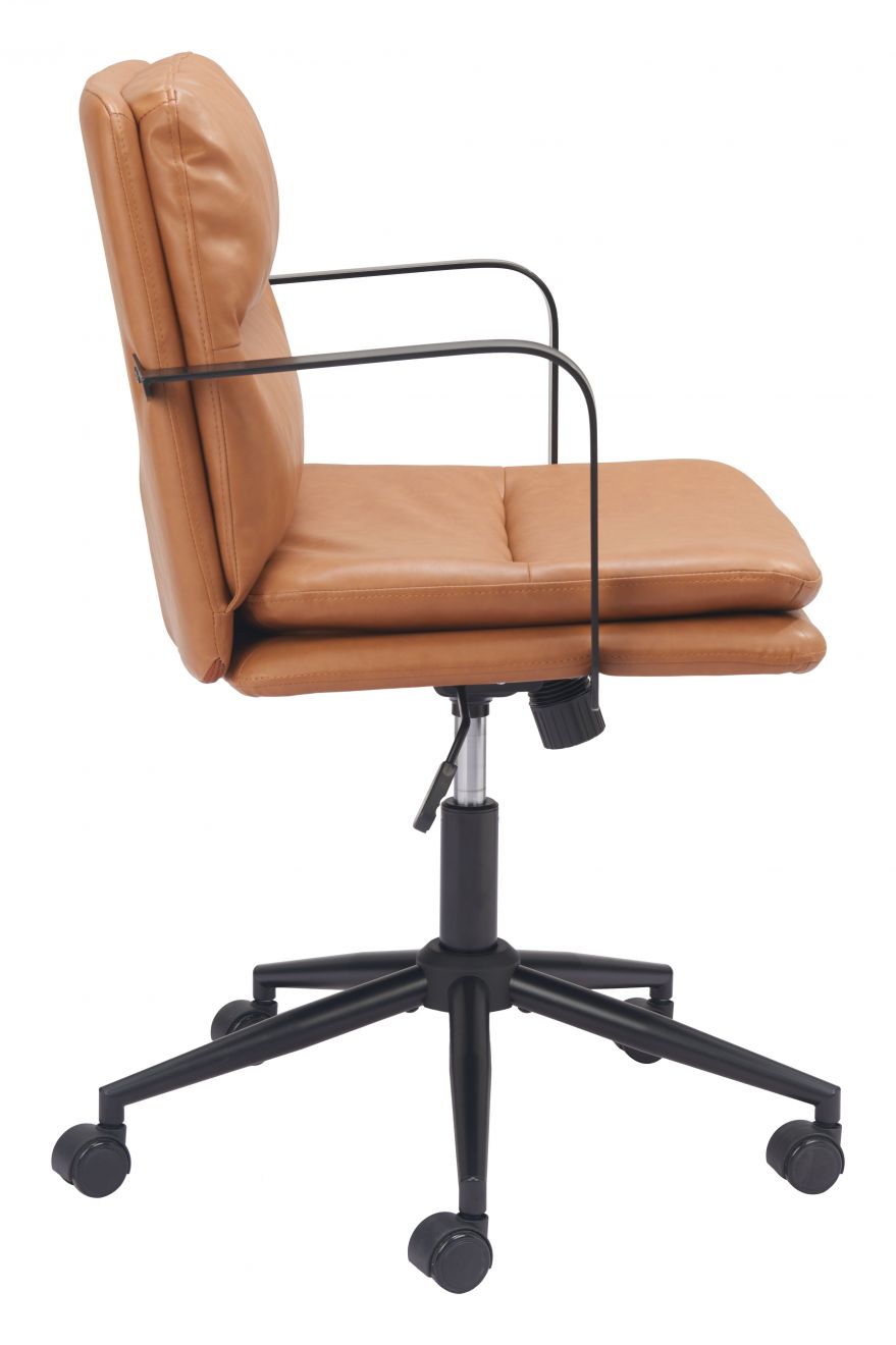 Birao Office Chair in Brown side view - brown office chair by Zuo - Whats New Furniture Portland OR