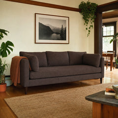 Birdy Sofa in Levi Raisin styled in Portland Alberta Arts foursquare living room - Whats New Furniture