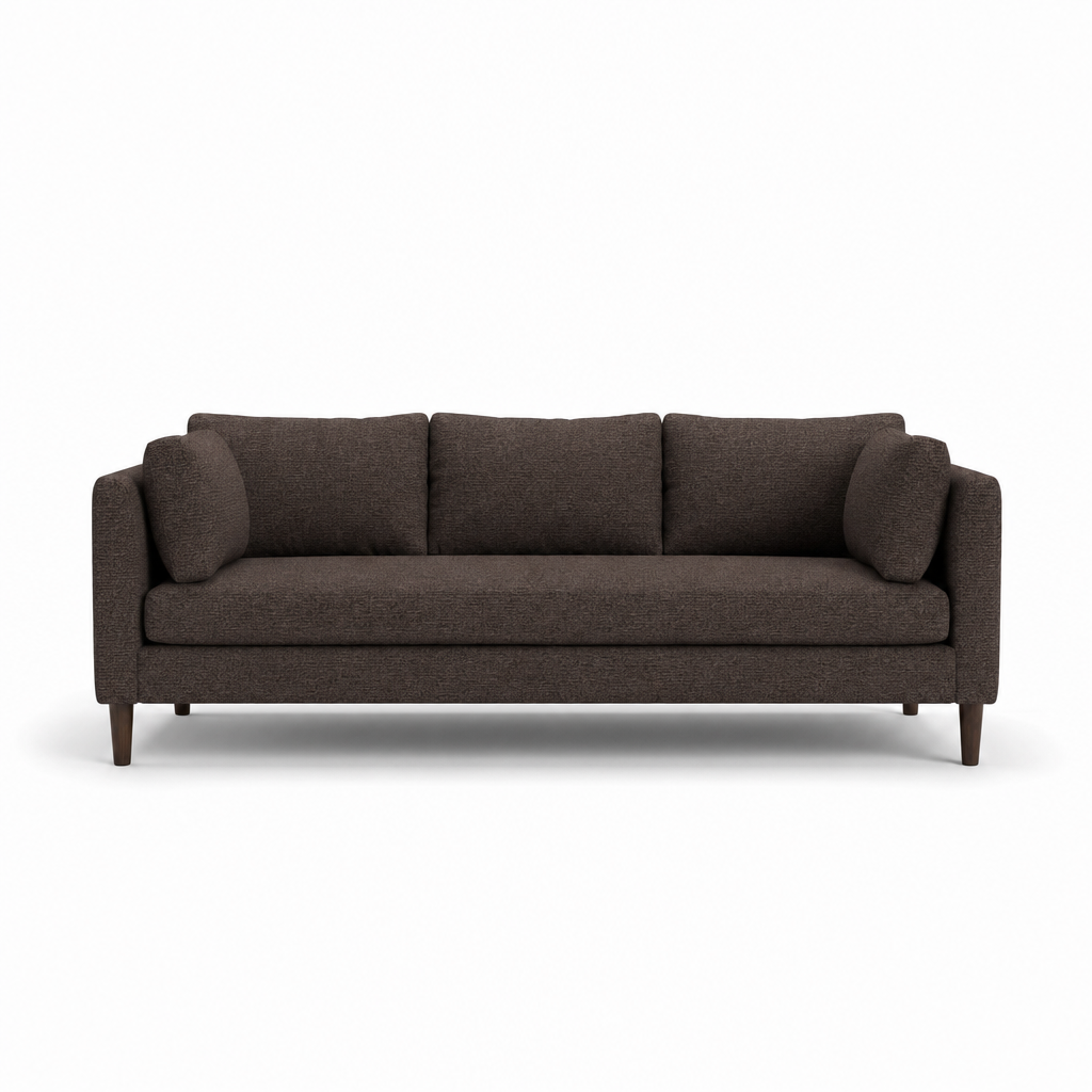 Birdy Sofa in Levi Raisin front view - sofa by Stylus - Whats New Furniture Portland OR