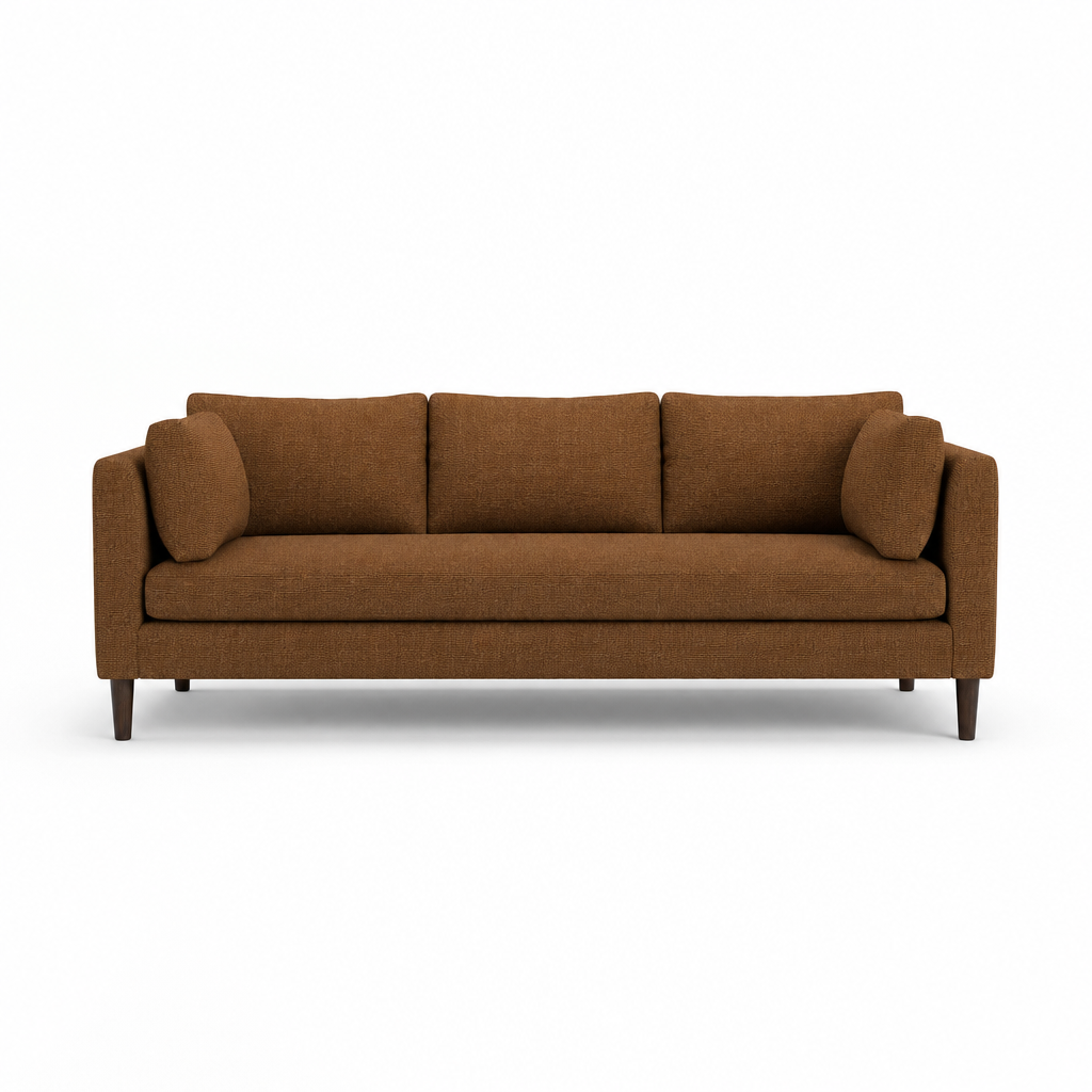 Birdy Sofa in Nexus Toffee front view - track arm sofa by Stylus - Whats New Furniture Portland OR