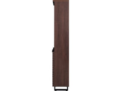 Bisana Bookcase in Brown rear three-quarter view - modern bookcase with slatted doors by Unique Furniture - Whats New Furniture Portland OR