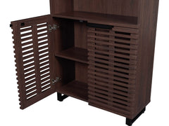 Bisana Bookcase in Brown close-up detail of horizontal slatted double doors - modern bookcase by Unique Furniture - Whats New Furniture Portland OR