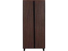 Bisana Bookcase in Brown angle view with doors open - modern bookcase interior storage by Unique Furniture - Whats New Furniture Portland OR