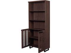 Bisana Bookcase in Brown side profile view showing 13.5-inch depth - modern tall bookcase by Unique Furniture - Whats New Furniture Portland OR