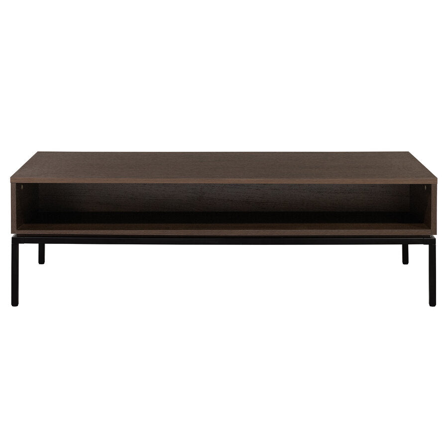 Bisana Coffee Table in Brown side angle - two-drawer coffee table by Unique Furniture - Whats New Furniture Portland OR