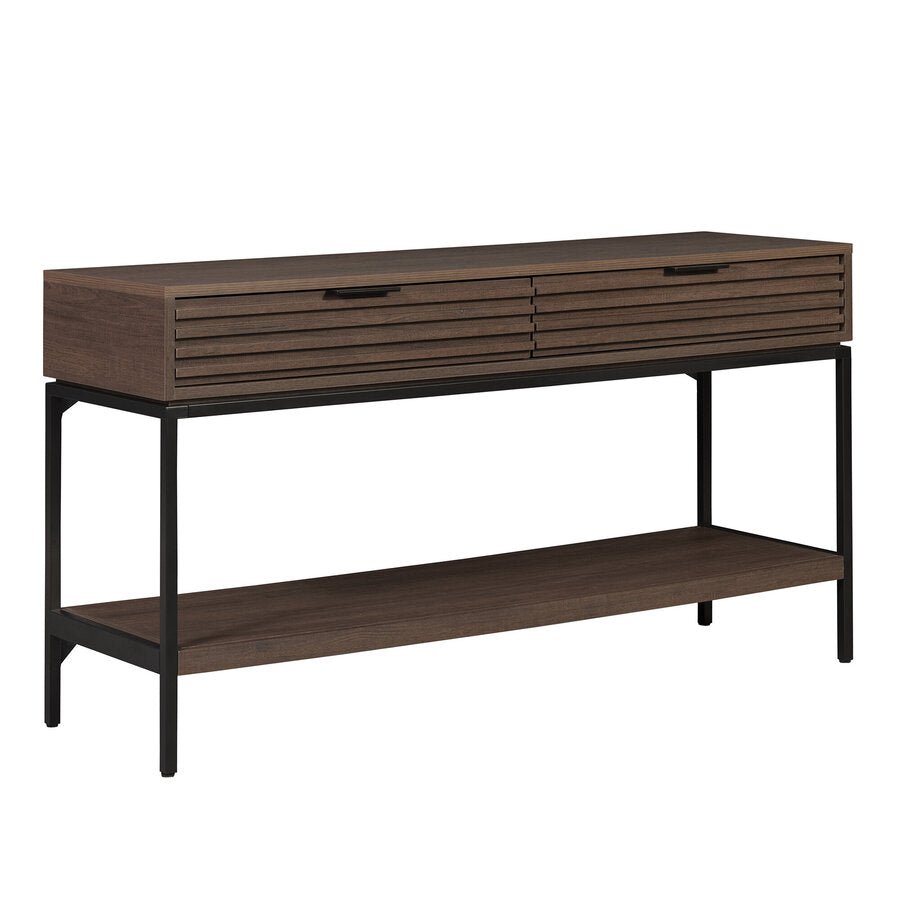 Bisana Console Table in Brown side angle - two drawer console table by Unique Furniture - Whats New Furniture Portland OR