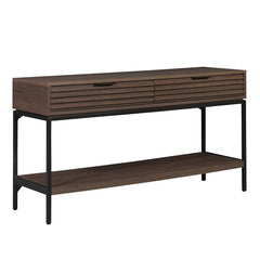 Bisana Console Table in Brown side angle - two drawer console table by Unique Furniture - Whats New Furniture Portland OR