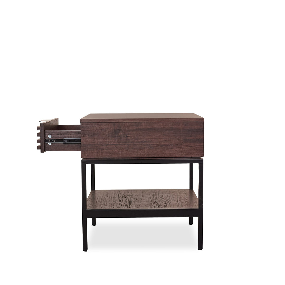 Bisana End Table in Walnut open drawer view - walnut end table by Unique Furniture - Whats New Furniture Portland OR