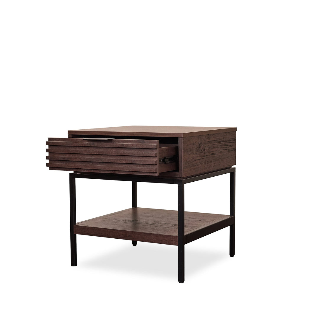 Bisana End Table in Walnut front angle - walnut end table by Unique Furniture - Whats New Furniture Portland OR