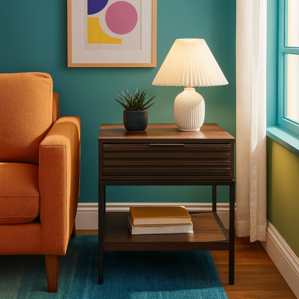 Bisana End Table in Walnut room setting - walnut end table by Unique Furniture - Whats New Furniture Portland OR