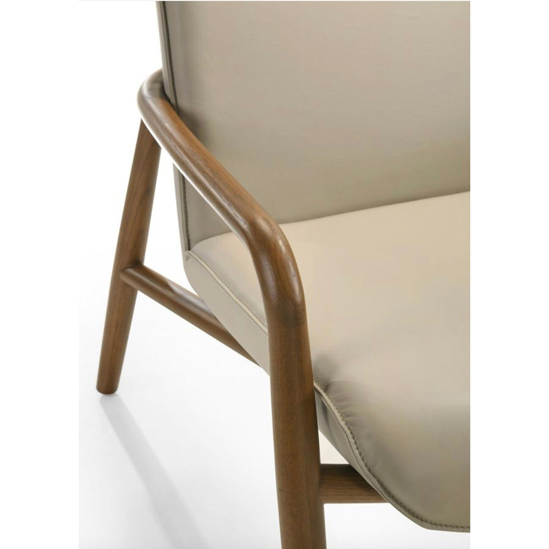 Bjorn Light Mocha Leather Arm Chair in 646 Light Mocha / Walnut - arm and seat detail studio view - Arm Chair by Kube Import - Whats New Furniture Portland OR