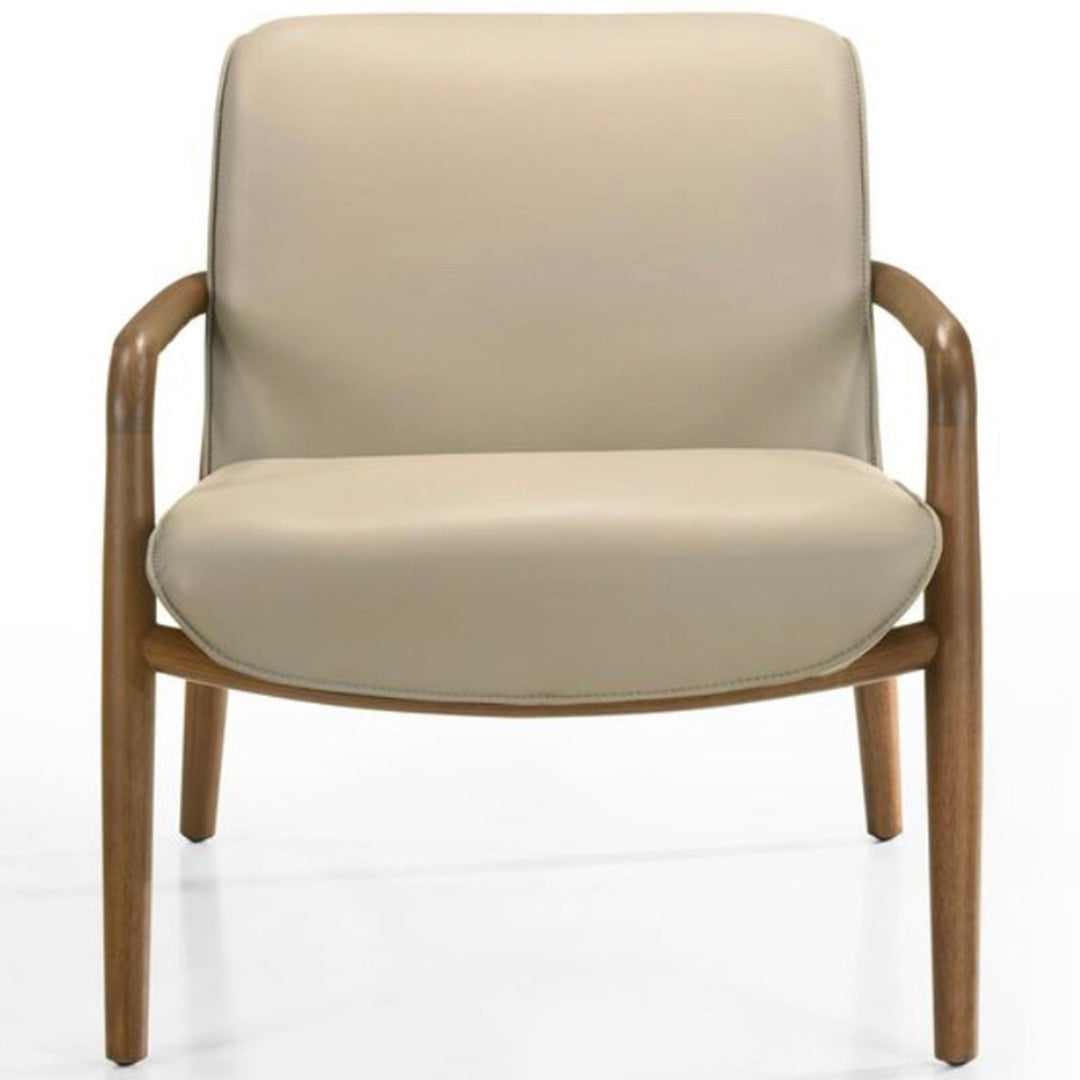 Bjorn Light Mocha Leather Arm Chair in 646 Light Mocha / Walnut - front studio view - Arm Chair by Kube Import - Whats New Furniture Portland OR