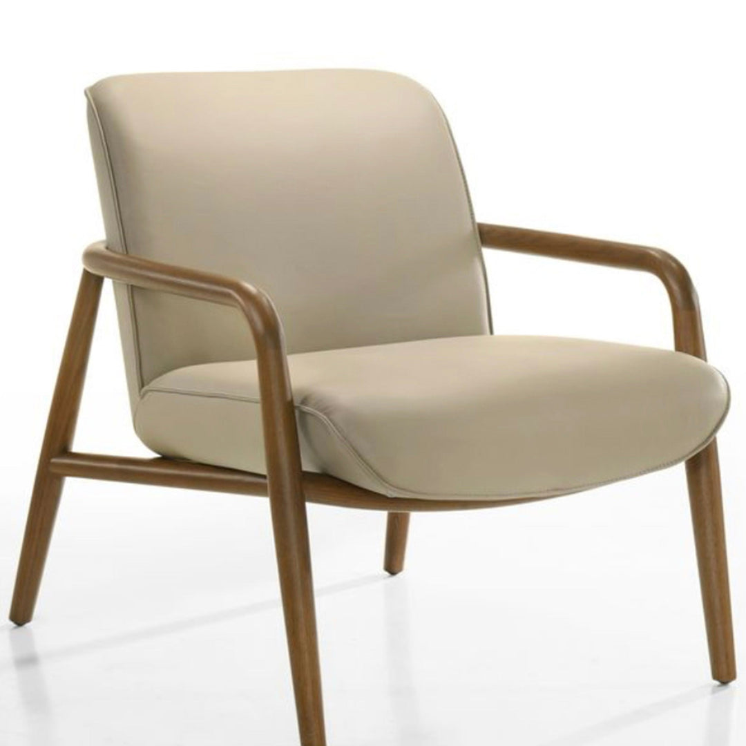 Bjorn Light Mocha Leather Arm Chair in 646 Light Mocha / Walnut - front three-quarter studio view - Arm Chair by Kube Import - Whats New Furniture Portland OR