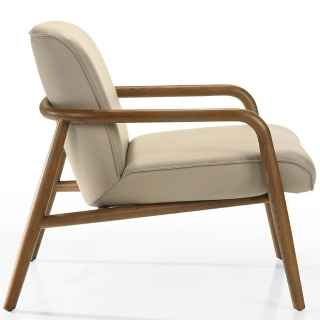 Bjorn Light Mocha Leather Arm Chair in 646 Light Mocha / Walnut - side profile studio view - Arm Chair by Kube Import - Whats New Furniture Portland OR