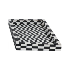 Black &amp; White Geometric Resin Tray in Small (13" x 9") - studio - Sagebrook Home - Whats New Furniture Portland OR