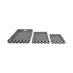 Black &amp; White Geometric Resin Trays, Set of 3 three trays side by side - decorative tray by Sagebrook Home - Whats New Furniture Portland OR