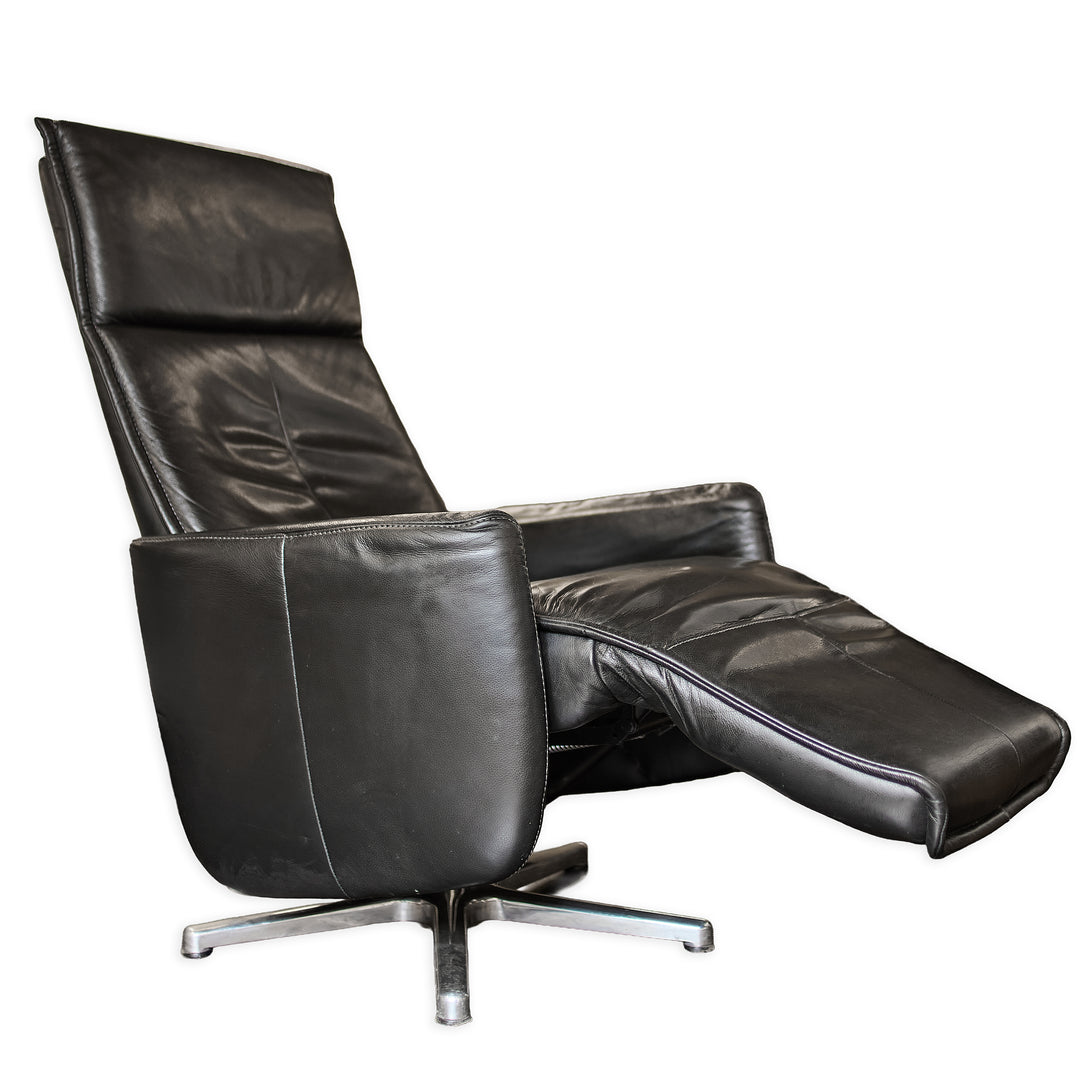 Black Leather Recliner detail view - Whats New Furniture - Portland, Oregon