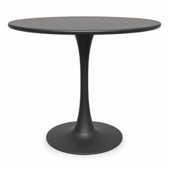 Black square mid-century dining table with clean architectural lines