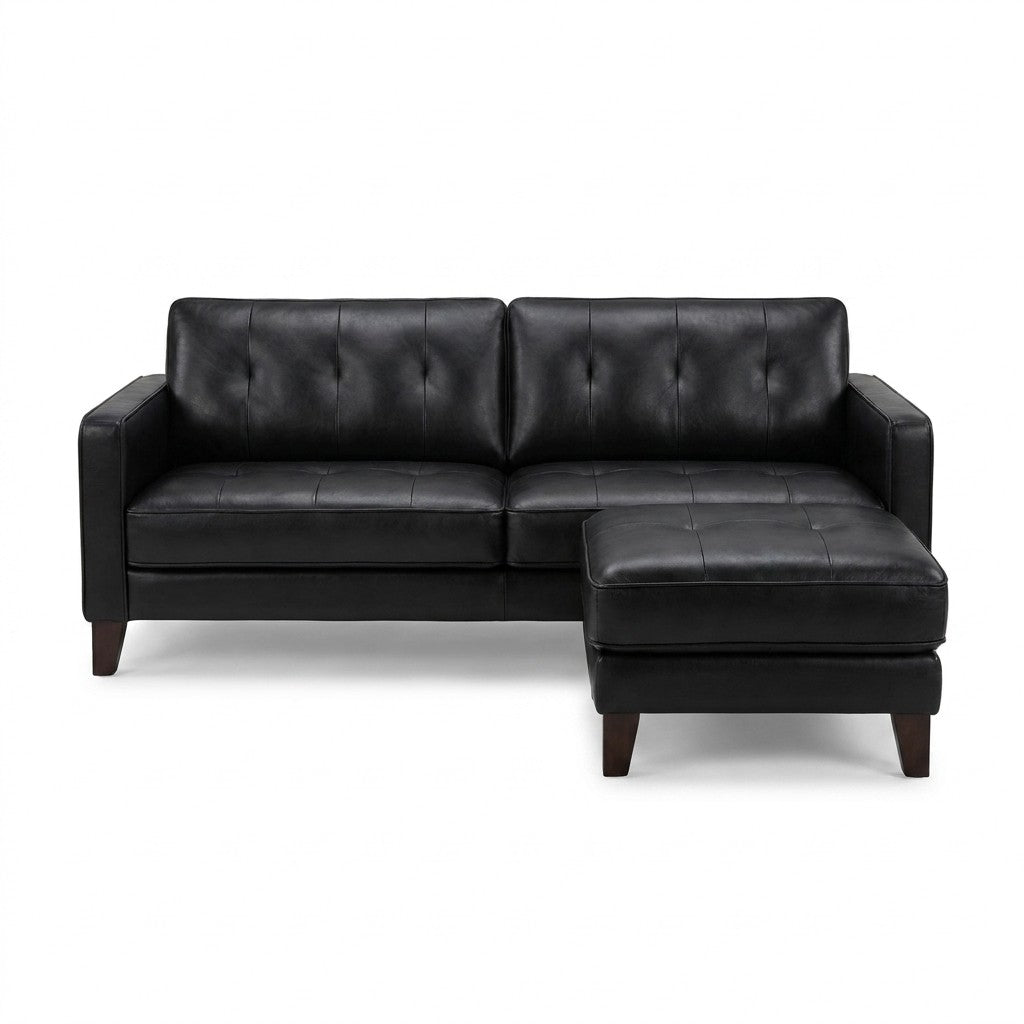 Black Leather Sofa Set - consignment furniture Portland