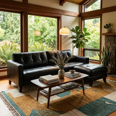 Black Leather Sofa Set - view 5
