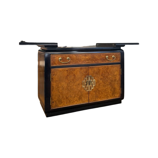 Black/Natural Burl Mid-Century Bar Server - view 2