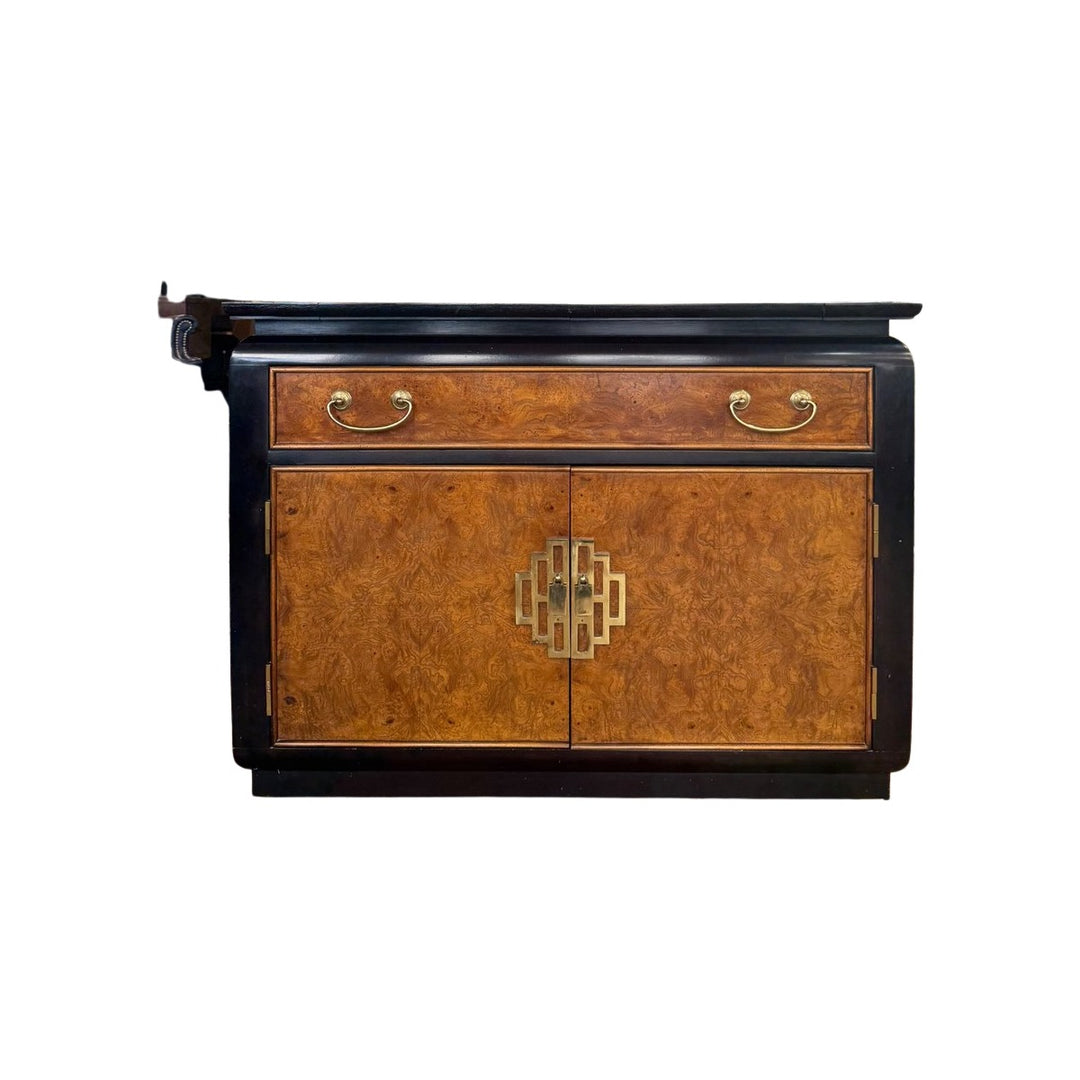 Black/Natural Burl Mid-Century Bar Server - view 3
